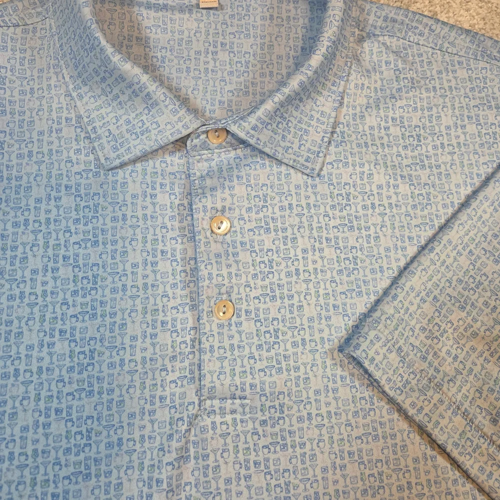 Peter Millar Drink Mix Pattern Light Blue XL - Picture 1 of 9
